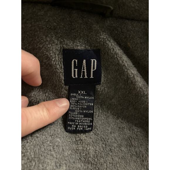 GAP Down Puffer Jacket XXL Green Hooded Nylon Zip Up 80/20 Down Feather Coat - Picture 3 of 8